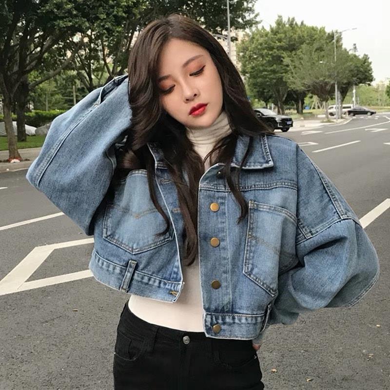 ÁO KHOÁC JEAN NỮ CÁ TÍNH THỜI TRANG NÚT SAU