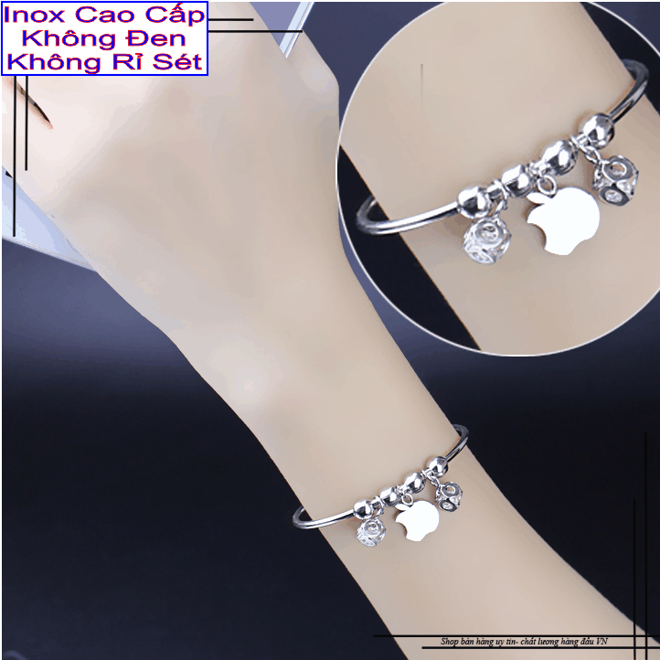 Vòng tay con gái vòng tay cute vòng tay inox vòng tay inox nữ đẹp - Tự cơi nới được theo cổ tay - 1 điổi 1 nếu đen và gỉ sét