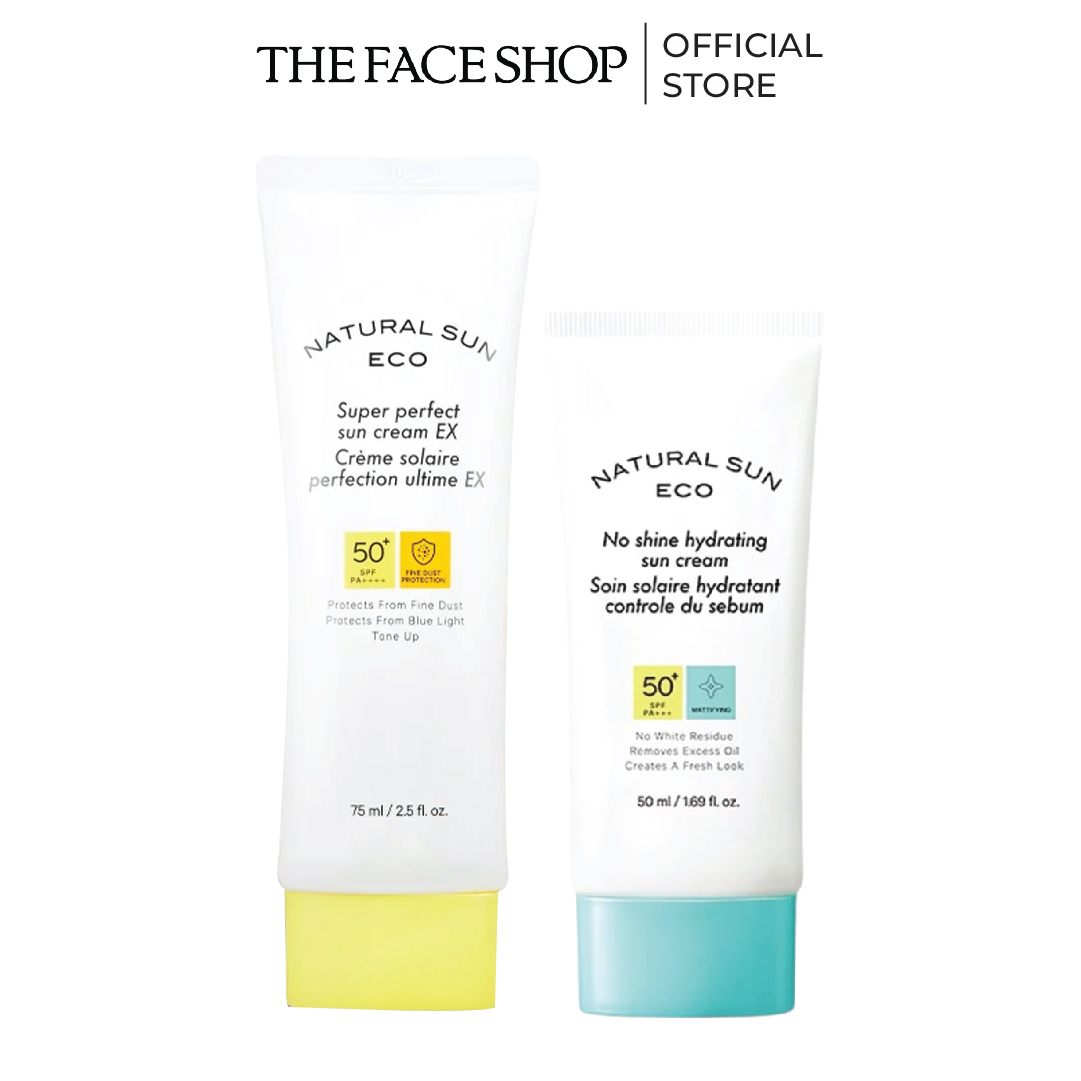 Combo kem chống nắng chống bụi mịn ánh sáng xanh the faceshop 75ml+kem chống nắng kiểm soát nhờn the faceshop 50ml