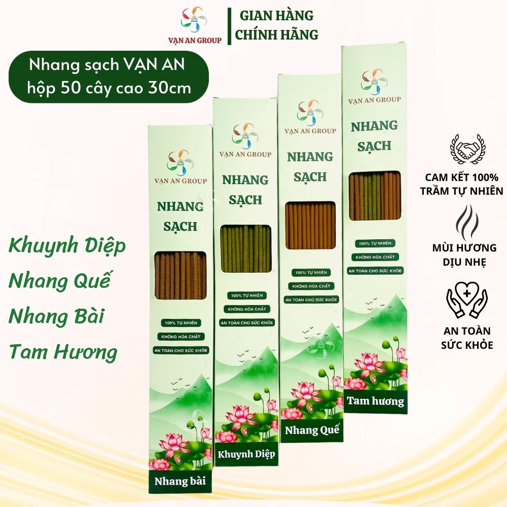 Nhang sạch cao cấp Vạn An Home, nhang quế, nhang khuynh diệp, nhang bài, nhang sạch thảo mộc tự nhiên, không hóa chất, an toàn sức khỏe hộp 50 cây cao 30cm