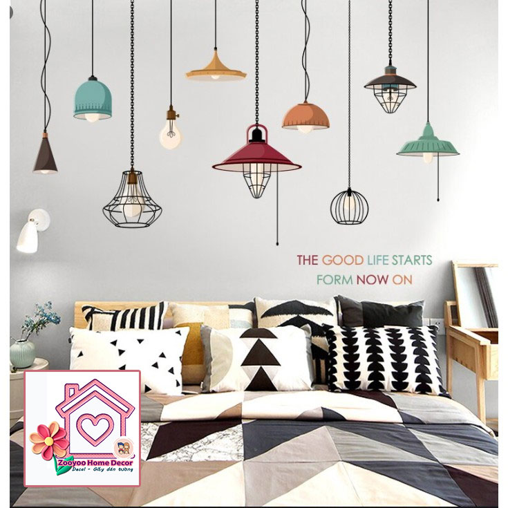 Decal dán tường Chùm đèn XH9308 trang trí tường phòng khách phòng ngủ - Sticker - Miếng dán tường - Hình dán