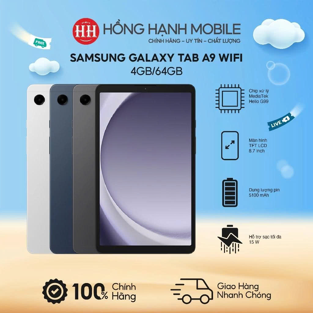  Máy Tính Bảng Samsung Galaxy Tab A9 Wifi 4GB 64GB - Hàng Chính Hãng 