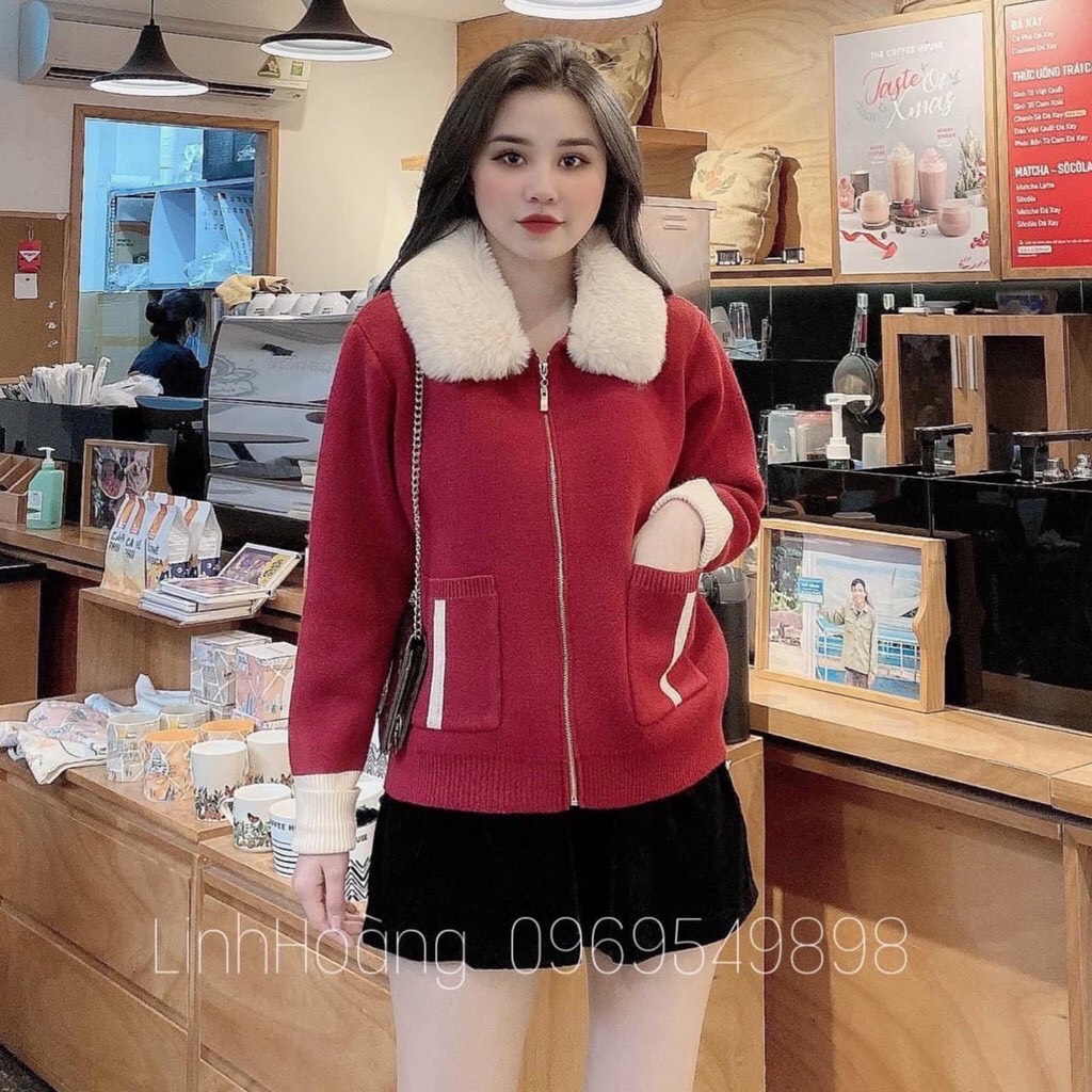 Áo khoác dạ cổ phối lông 🦋freeship🦋 áo dạ nữ túi trước 2 màu