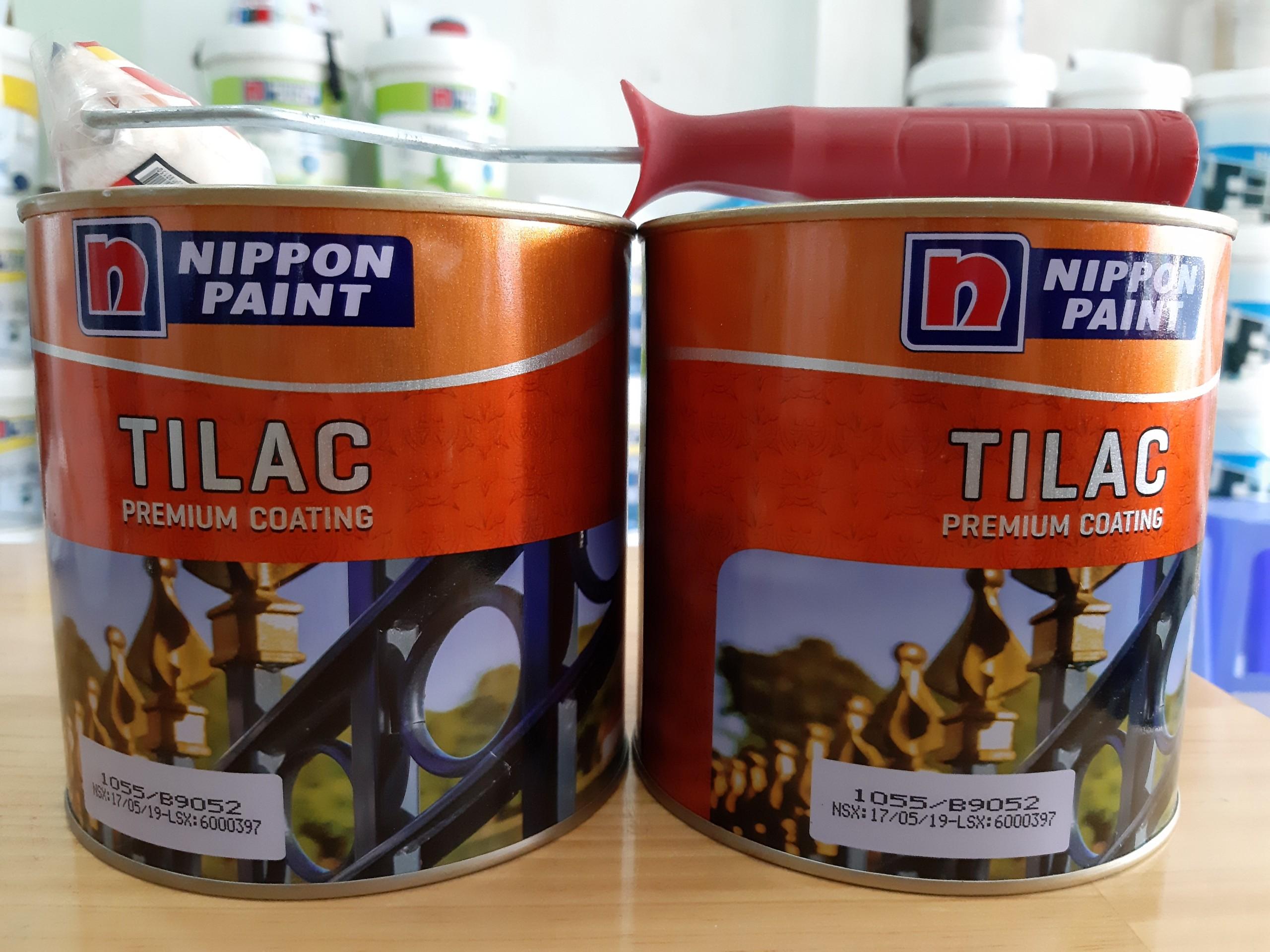 [HCM]Combo 2 lon sơn dầu Nippon Tilac màu trắng 8.0 Lít + 1 lăn 6cm