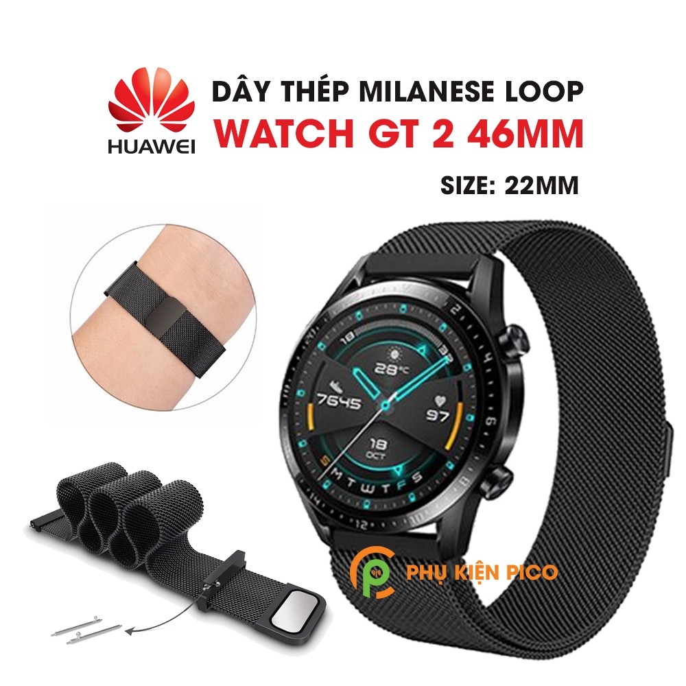 ₪℗☼ Dây đồng hồ Huawei Watch GT 2 Milanese Loop 22mm bằng thép không gỉ có khóa nam châm – Dây thép Milanese Loop