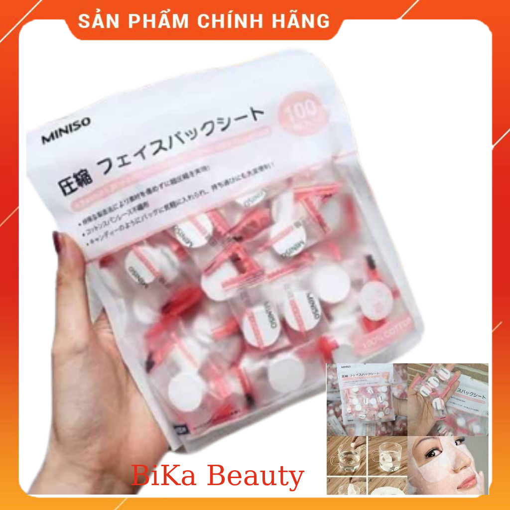 Mặt Nạ Viên Nén Giấy Miniso ⚡HÀNG NHẬT⚡Mặt Nạ Viên Nén Giấy Miniso Dưỡng Da Mụn Cấp Ẩm Thải Độc 10viên