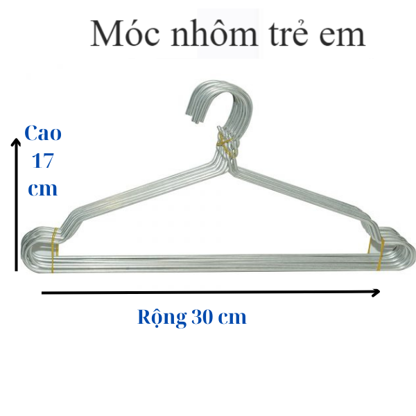 Combo10 Móc áo móc nhôm treo quần áo người lớn và  em bé trẻ em ,không gỉ sét- dày, không ám ố