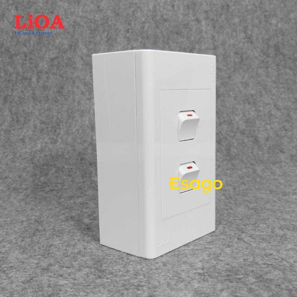 [HCM]Combo 2 công tắc điện 1 chiều + mặt lỗ vuông LiOA - Lắp nổi