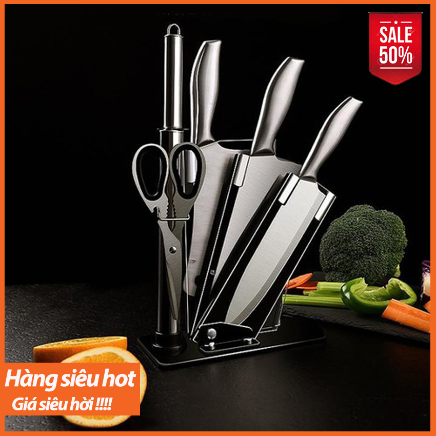 [HÀNG CHUẨN] Bộ Dao 6 Món SEKI Nhật Bản Cao Cấp Kèm Gía Để Dao; Chất Liệu INOX; 1 Bộ Dao Đa Chức Năng; Dao Sắc Ngọt; Bền; Đẹp; Không Gỉ; Thỏa Sức Sáng Tạo Cho Bữa Cơm Gia Đình; BẢO HÀNH 12 THÁNG