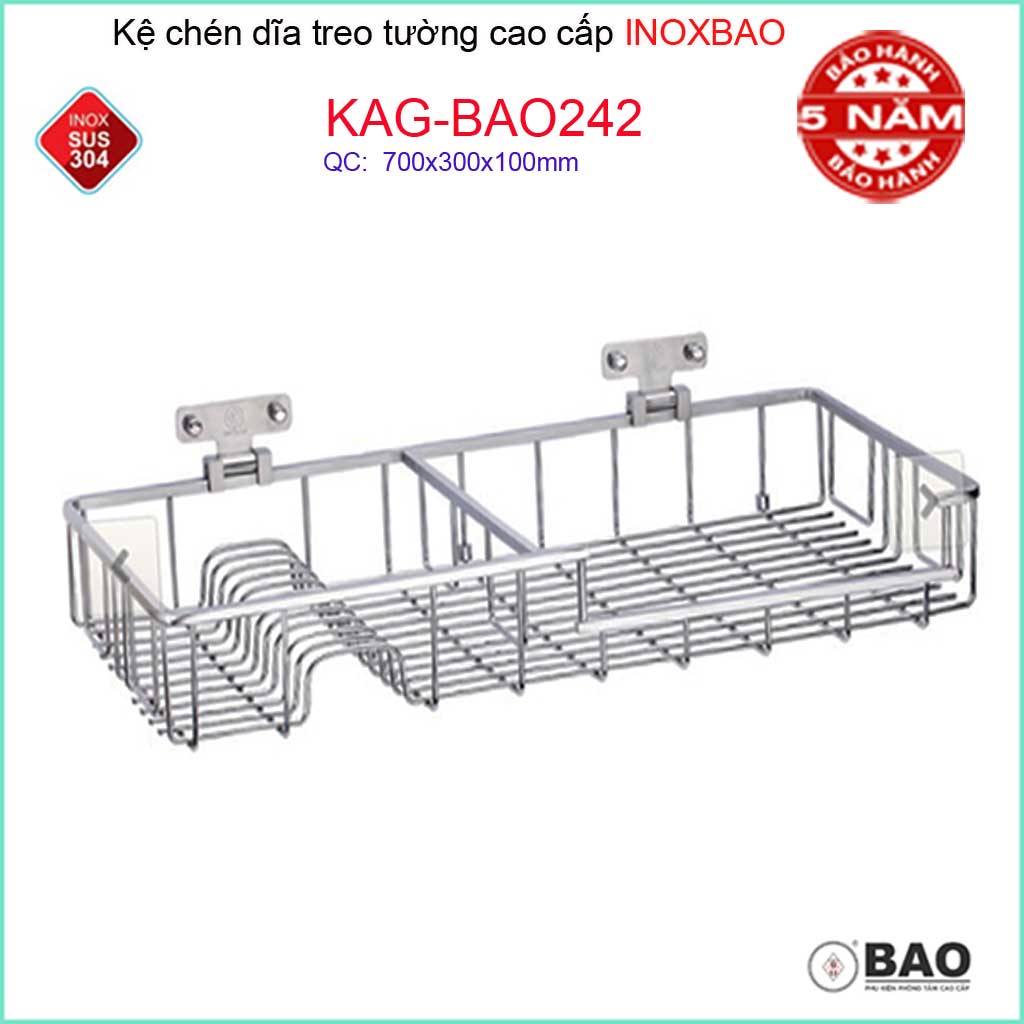 Bao kag-bao242 stainless steel dish rack - 70cm wall-mounted, high-quality sus304 embossed dish rack 70cm super durable