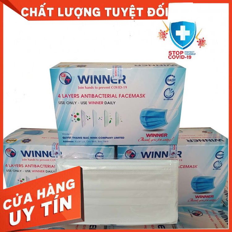 Khẩu trang y tế 4 lớp. Hộp 50 chiếc khẩu trang Kháng Khuẩn đạt chuẩn theo tiêu chuẩn của bộ y tế