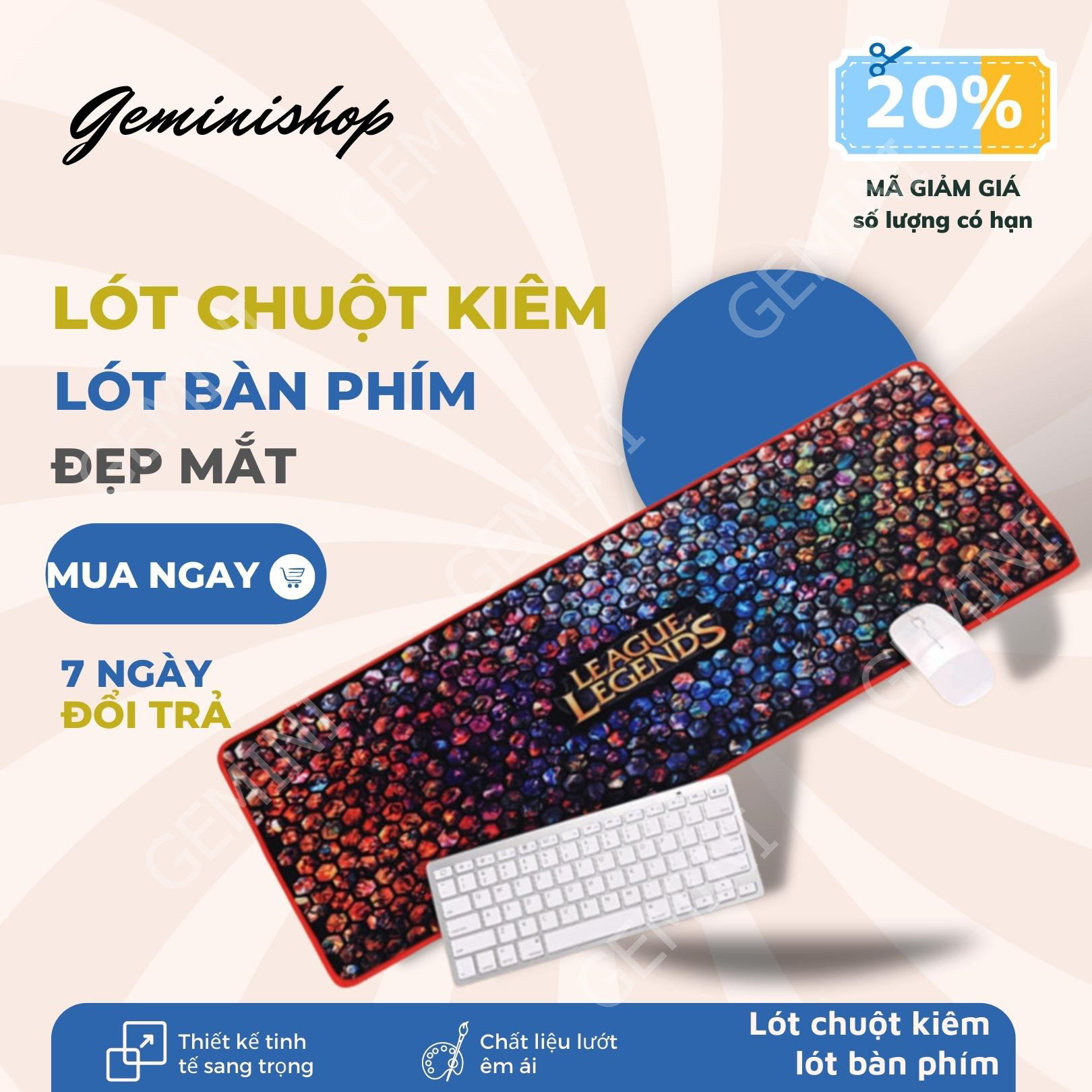 Lót Chuột kiêm Bàn phím hình siêu dễ thương Size Lớn 30 x 80 cm ngẫu nhiên hình (Mẫu 4)