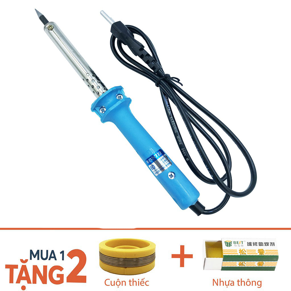 Mỏ hàn nung 60W gia nhiệt nhanh chóng tặng cuộn thiếc và nhựa thông
