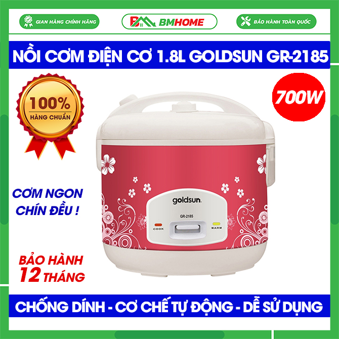 Nồi cơm điện goldsun gr-2185, nồi cơm điện goldsun 1.8 lít siêu bền, nấu cơm ngon, chín đều - bảo hành 12 tháng