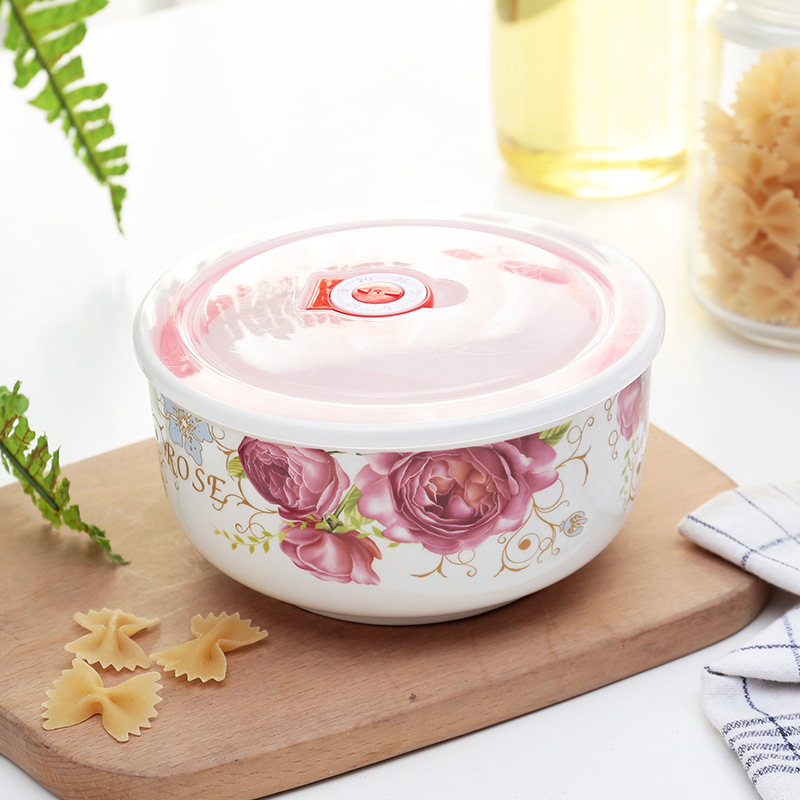 Bát Sứ, Thố Sứ Đựng Thức Ăn Kèm Nắp Nhựa Hút Chân Không Bảo Quản Thực Phẩm Tiện Lợi, Giá Rẻ