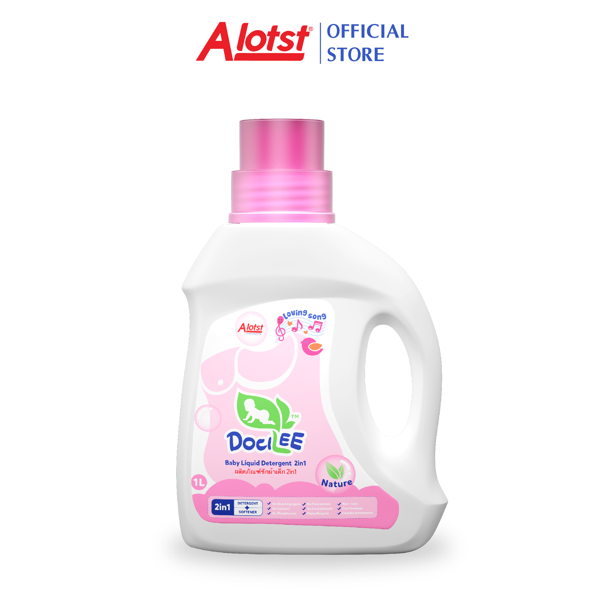 Nước giặt xả quần áo em bé Docilee 2IN1 1 Lít Loving Song