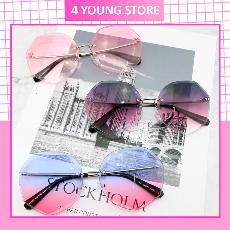 Kính mát nữ thời trang đa giác không khung dải màu Gradient bảo vệ mắt chống tia UV đạt tiêu chuẩn ANSI của Hoa Kì màu sắc lạ mắt phong cách dã ngoại sang chảnh - Kính râm nữ 008