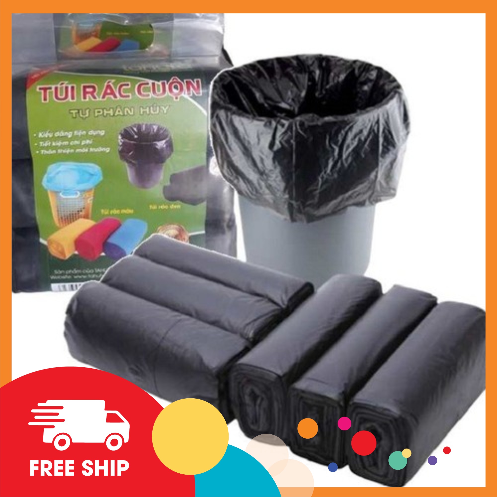 Sét 3 Túi Đựng Rác Đen kt 45*56Cm, Túi Tự Phân Hủy Thân Thiện Với Môi Trường, Trọng Lượng 1kg, TGTI45