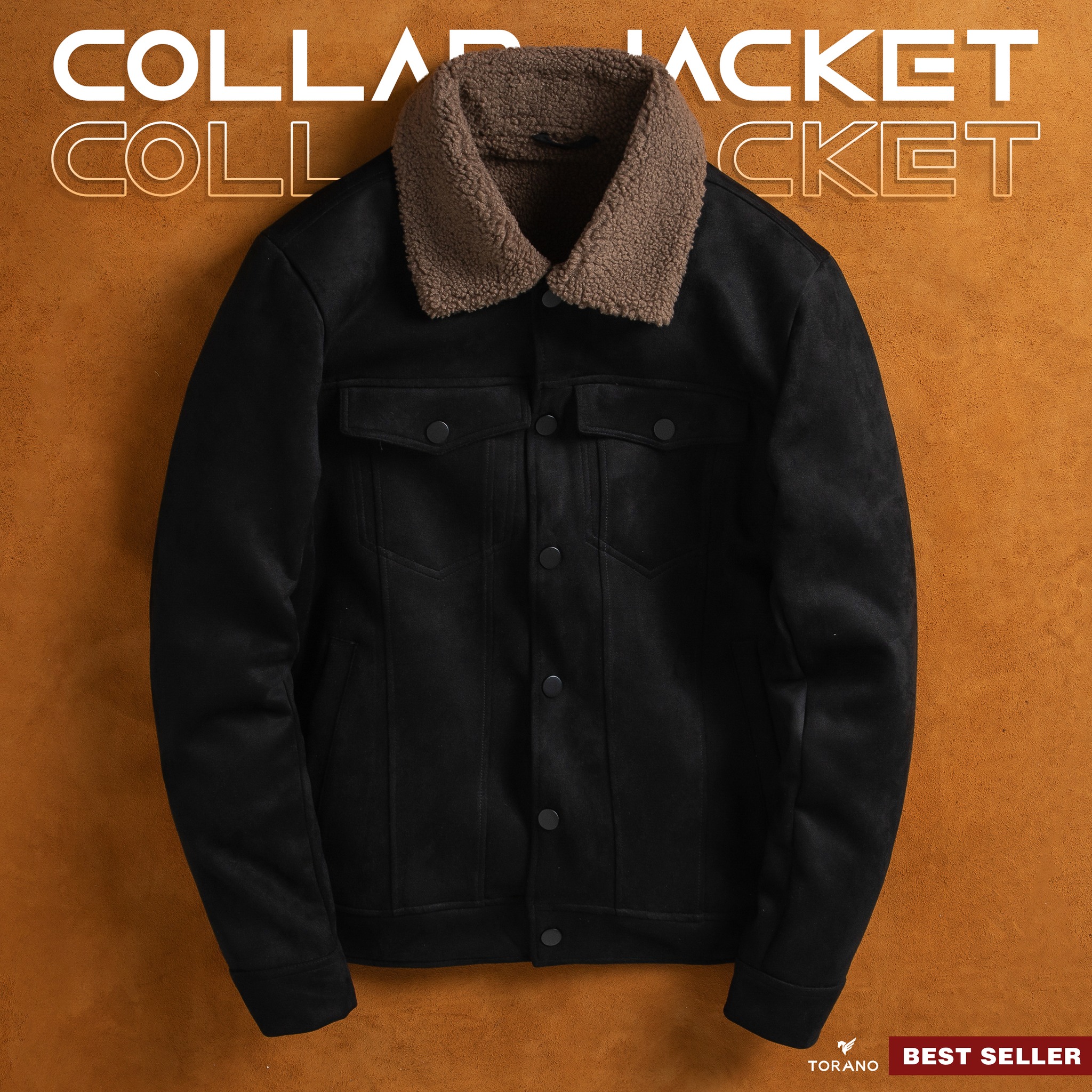 Áo khoác jacket nam TORANO 2 lớp da lộn cổ bẻ, lót lông, lịch sự, phong cách, nam tính EWCL004