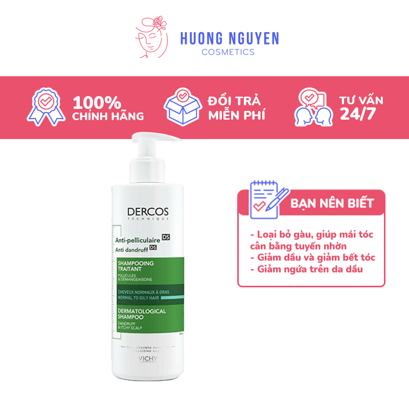 Dầu Gội Giảm Gàu & Giảm Rụng Tóc Vichy Dercos Anti-Pelliculaire Anti Dandruff Shampooing Traitant 390ml