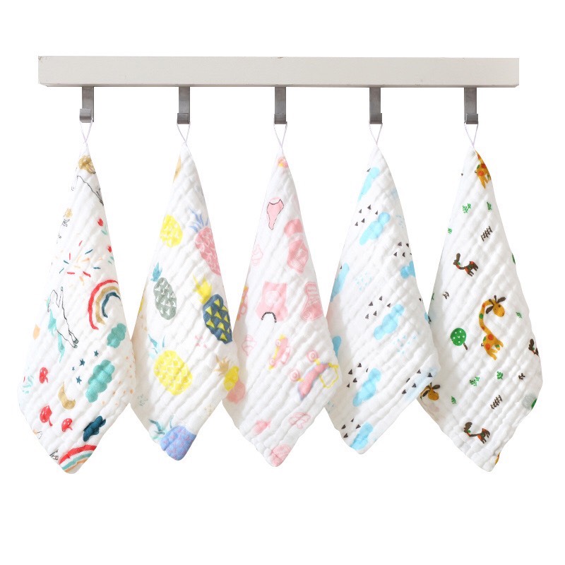 Túi 5 khăn sữa Aden cho bé nhiều màu 30x30cm