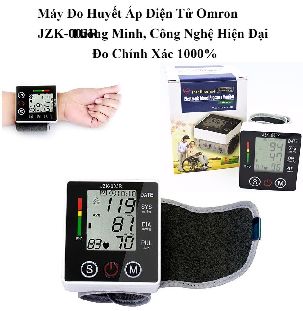[Hàng Loại 1] Máy đo huyết áp healthy life JZK 003R cao cấp - Bảo hành 12 tháng Máy đo huyết áp cổ tay, phát hiện loạn nhịp IHB.Đo huyết áp & nhịp tim.Cho kết quả nhanh chóng & chính xác