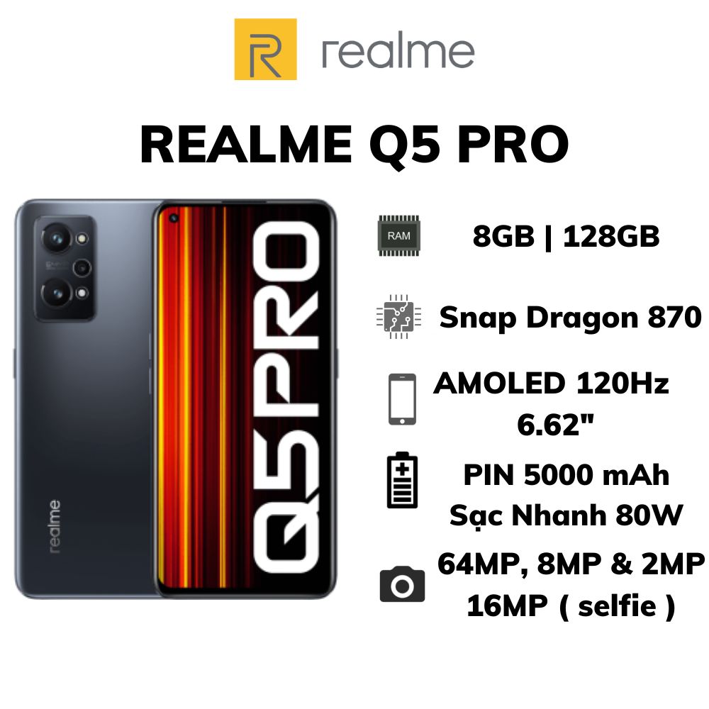 Điện thoại realme q5 pro 5g | snapdragon 870 | sạc 80w | amoled 120hz