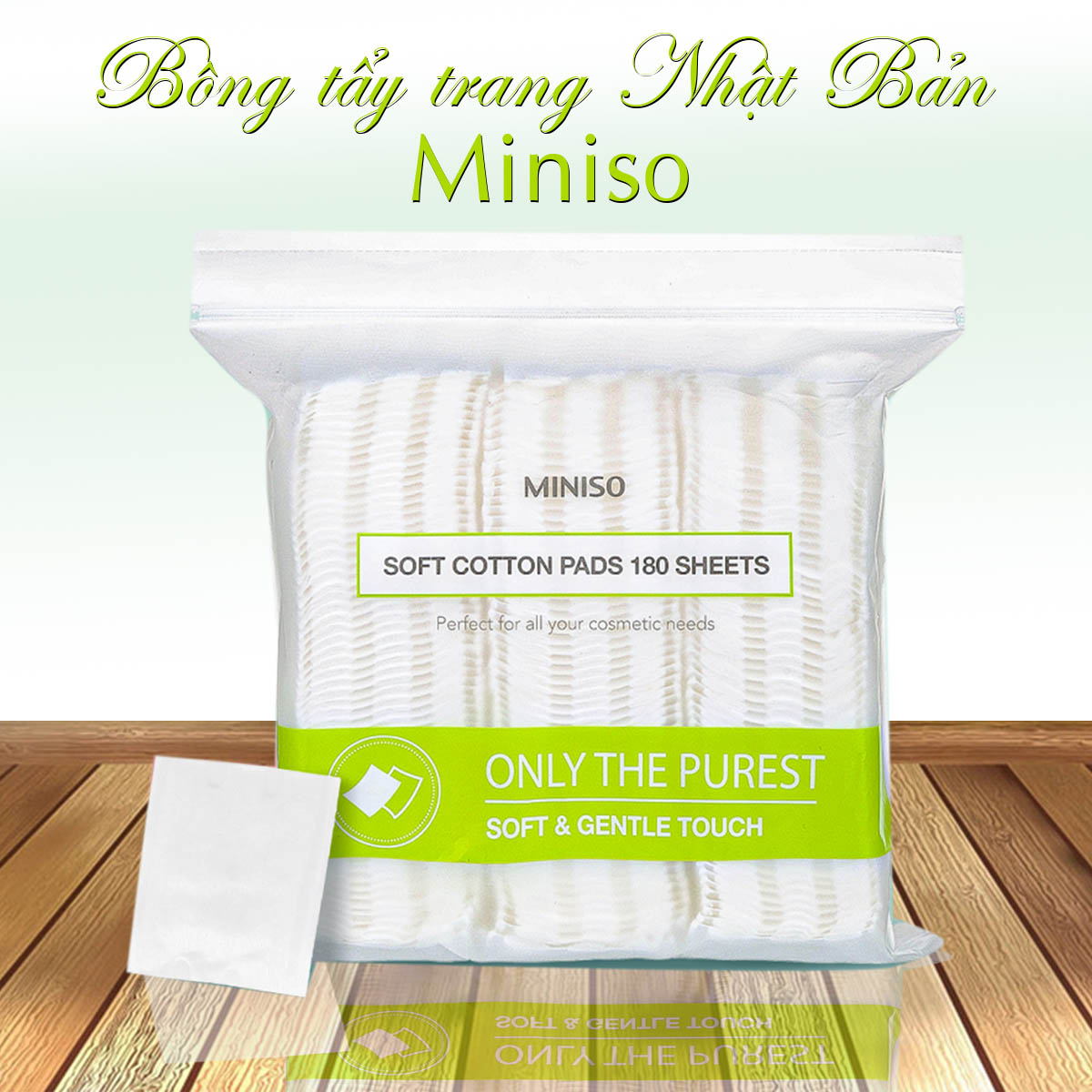 Bông tẩy trang MINISO Nhật Bản 180 miếng 100% cotton tự nhiên - sunstore17
