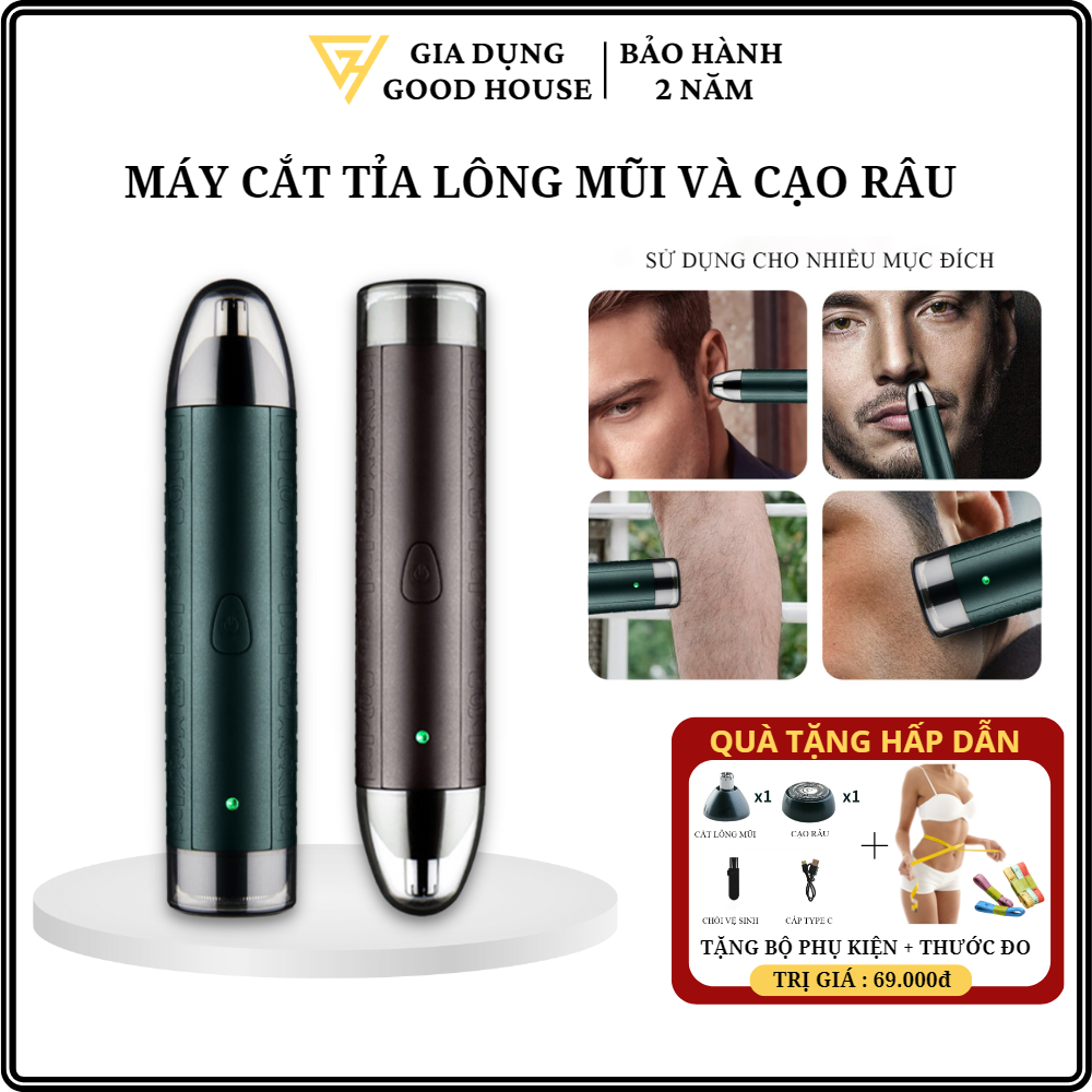 Máy cạo râu mini và cắt tỉa lông mũi cho nam 2 trong 1 tẩy lông đa năng pin sạc điện usb