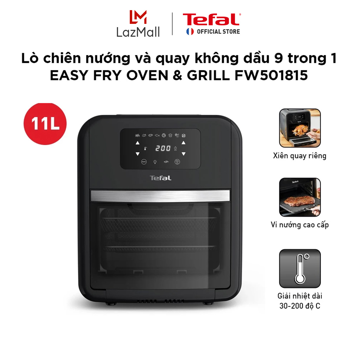 Nồi chiên không dầu Tefal 9in1 FW501815 - 11L - Điện tử
