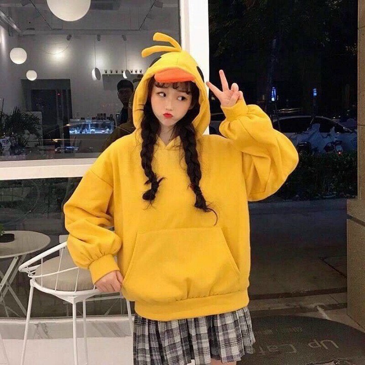 Áo Hoodie Nam/Nữ In  Hoạt Hình Vịt Vàng CÓ MŨ - TP834