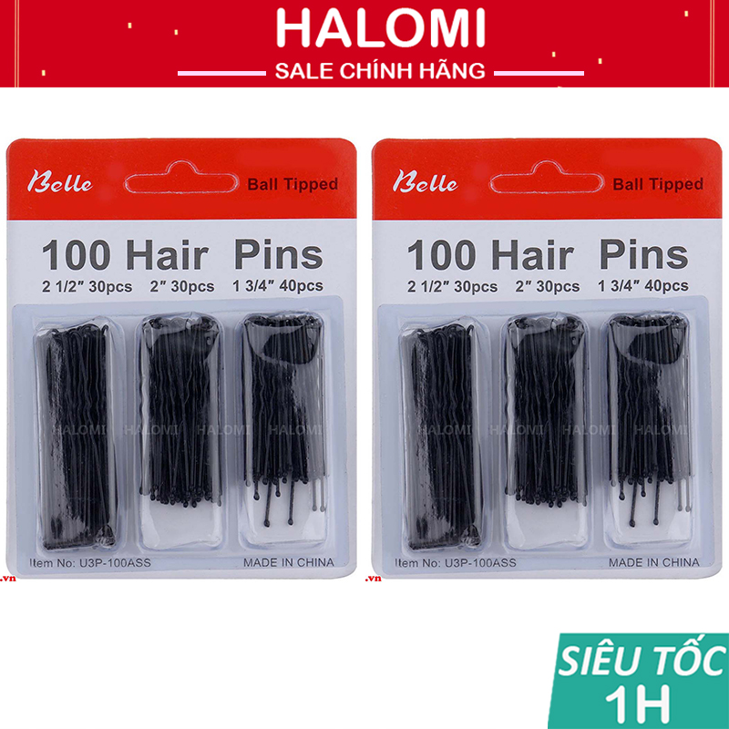 Set Gim U 100 Chiếc gồm Cả 3 Size bằng thép chống gỉ tiện lợi chuyên dụng làm tóc chính hãng HALOMI