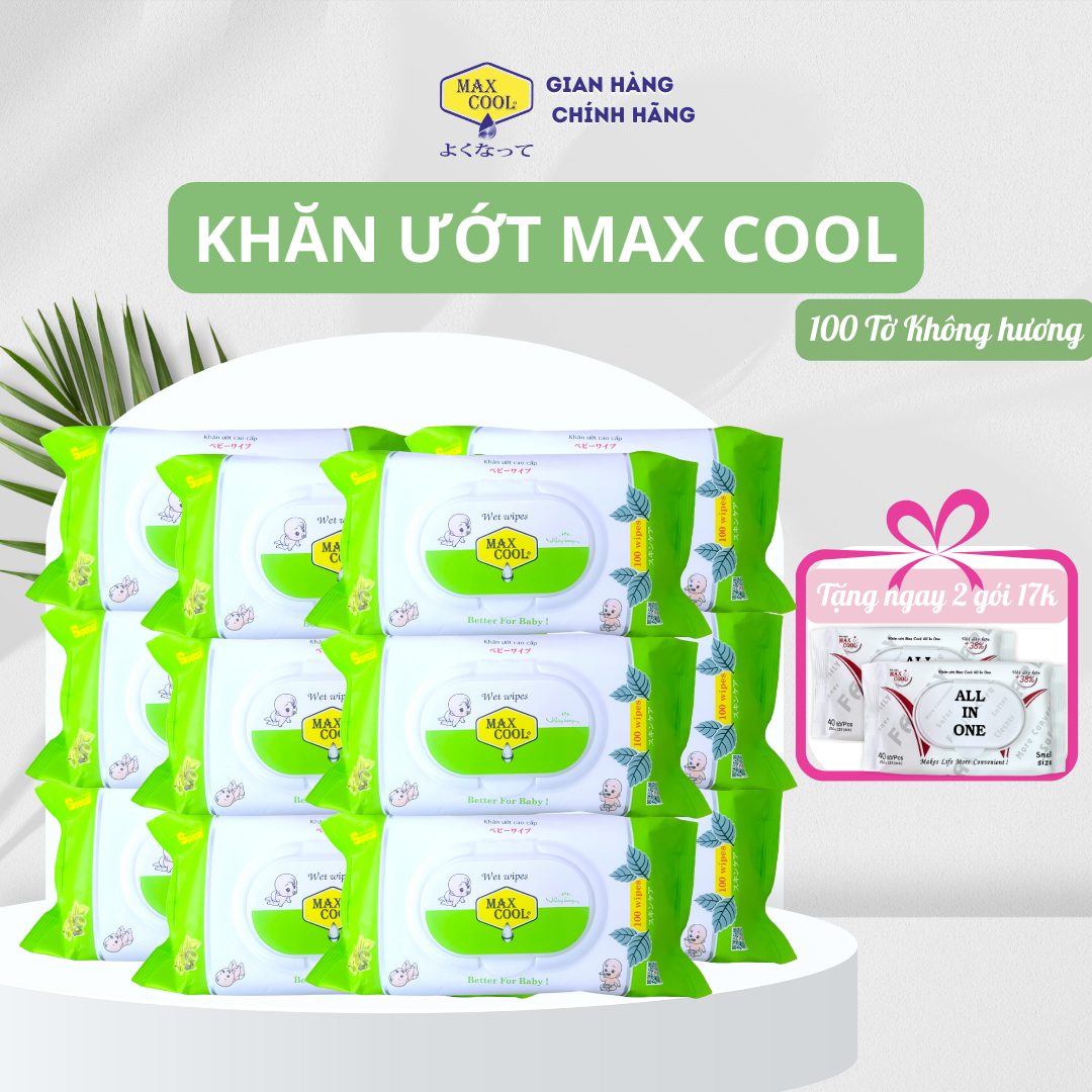 Combo 24 gói khăn ướt Max Cool 100 tờ, không hương