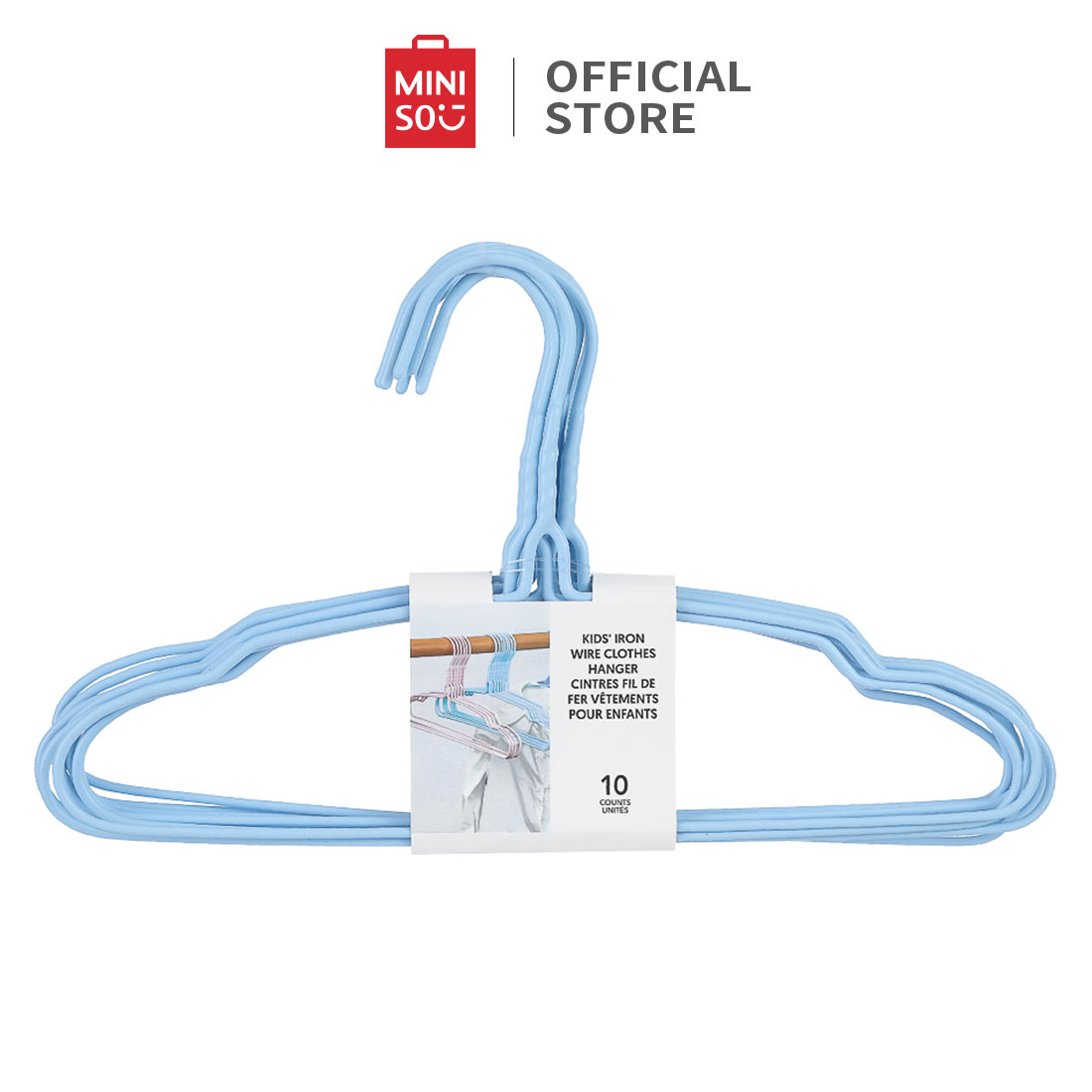 Combo 10 móc sắt treo quần áo trẻ em Miniso chắc chắn tiện lợi