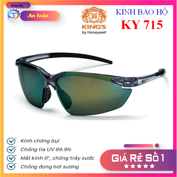 Kính bảo hộ thời trang Kings KY715 tráng bạc, chống xước, chống đọng sương, chống bụi bảo vệ mắt cao cấp