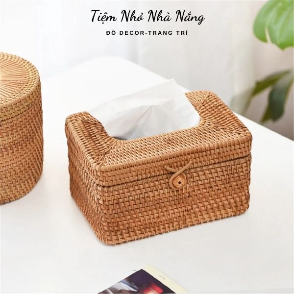 Hộp đựng khăn giấy chất liệu mây tre đan tự nhiên, Hộp khăn giấy cao cấp dùng cho nhà hàng, khách sạn, decor