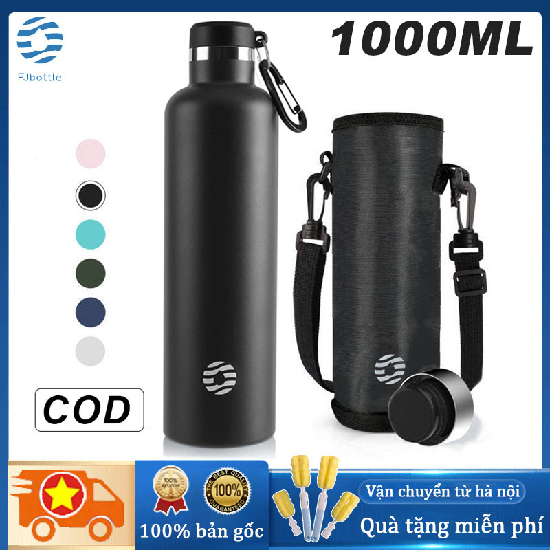 Fjbottle bình giữ nhiệt 1 lít màu đen bình nước thể thao bình giữ nhiệt inox 316 giữ nóng hoặc lạnh tốt 24hours vận chuyển từ hà nội