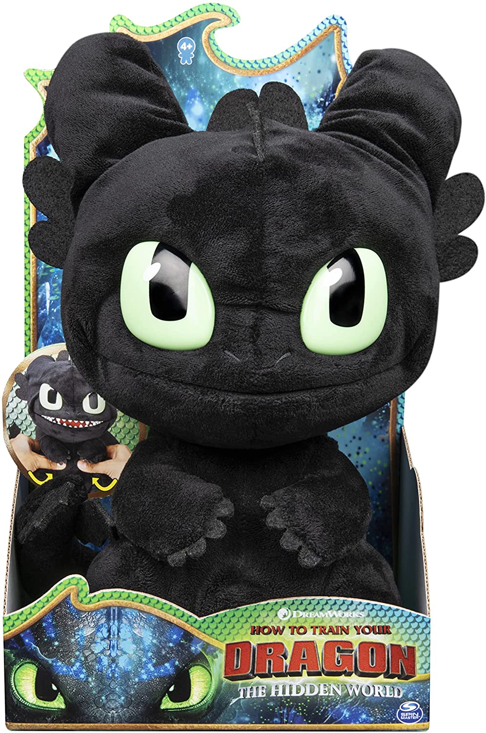 Chú rồng Toothless DreamWorks Dragons, Squeeze and Roar Toothless 11-Inch Plush with Sounds, for Kids Aged 4 and Up