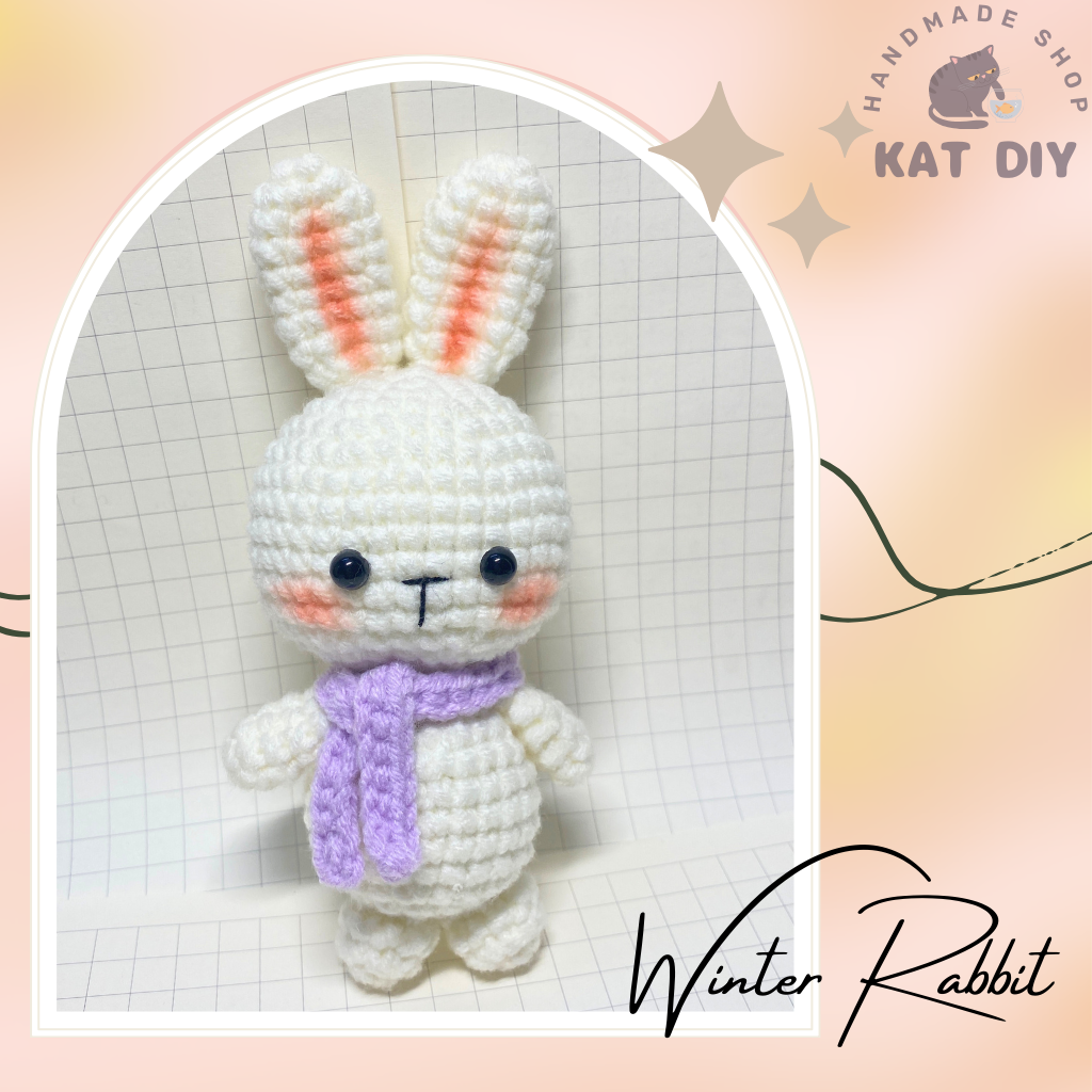Thú bông handmade thỏ bằng len size 14cm -thú bông len, móc khoá thú bông, thỏ xinh bằng len quà tặng bạn bè người yêu - kat diy