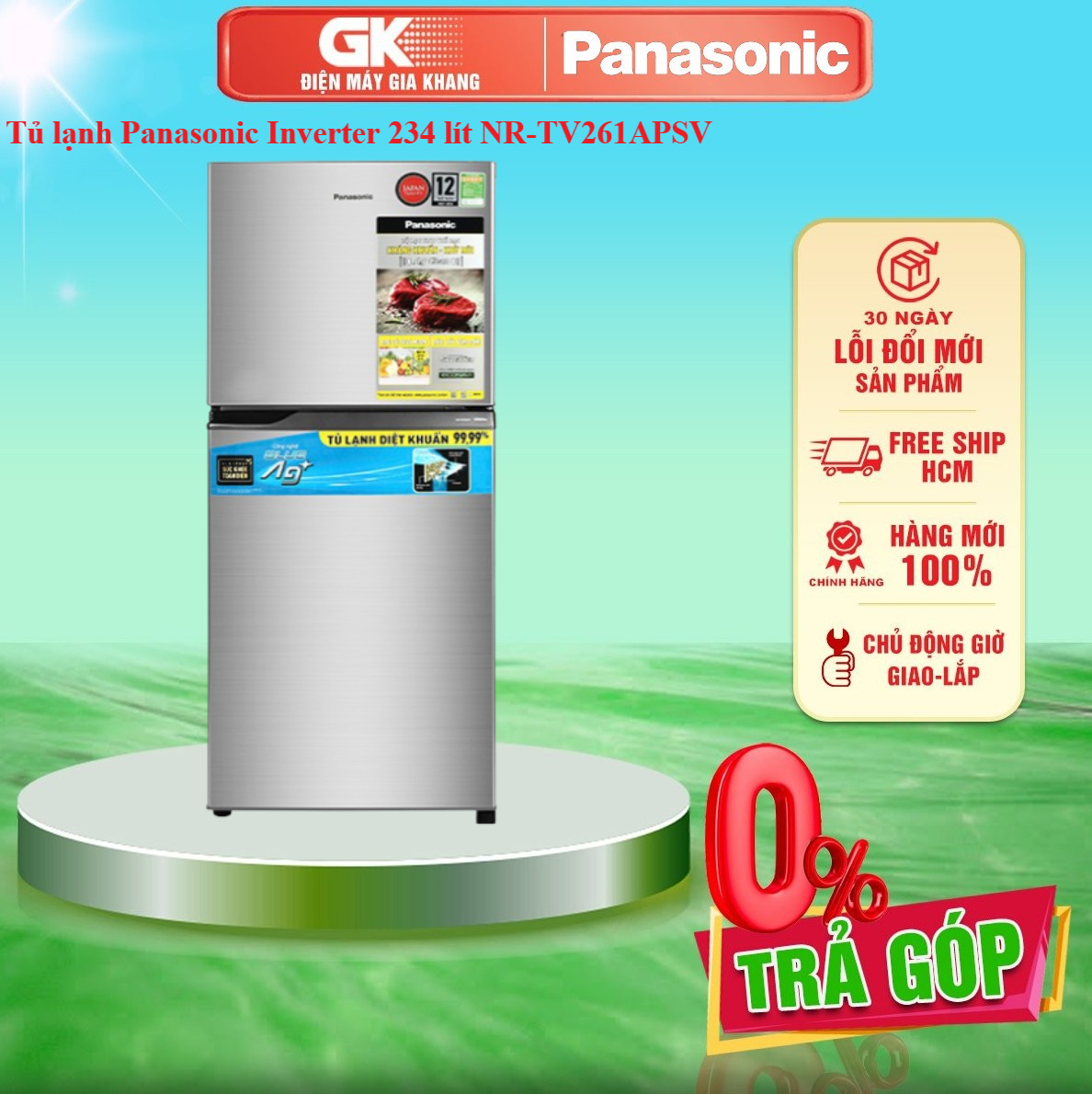 Tủ lạnh Panasonic Inverter 234 lít NR-TV261APSV Mới 2021 Công nghệ làm lạnh vòng cung Panorama , Công nghệ kháng khuẩn Ag Clean với tinh thể bạc Ag+ - GIAO TOÀN QUỐC - FREESHIP HCM