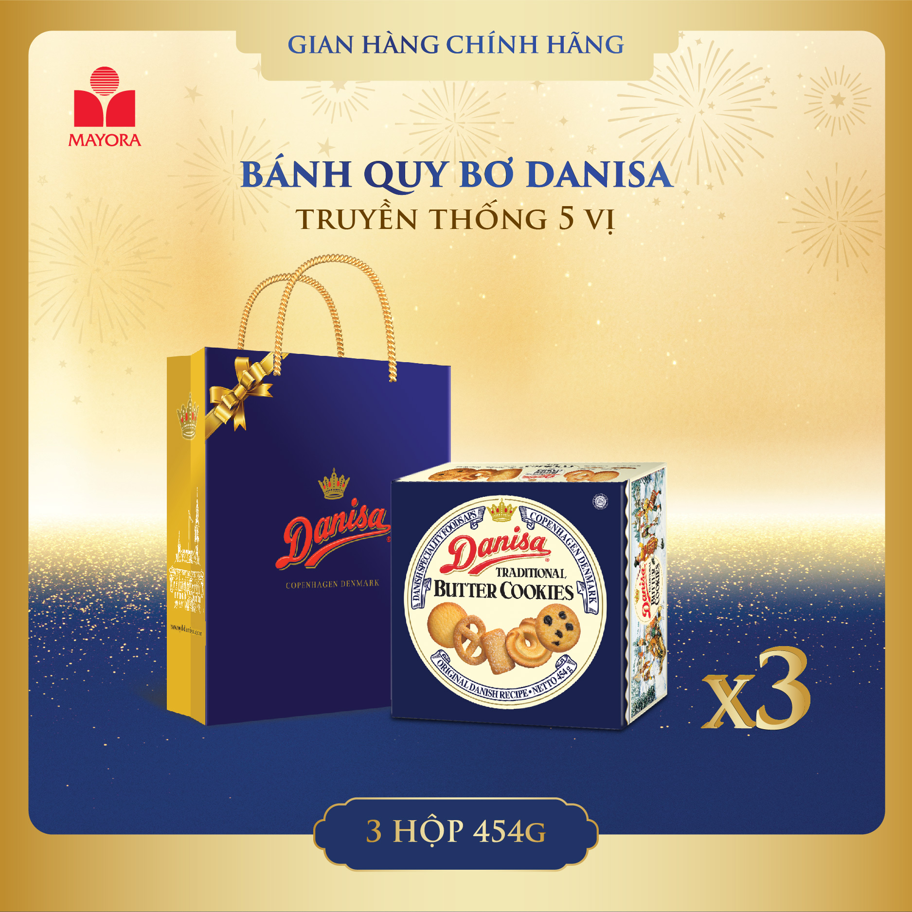 COMBO 3 HỘP BÁNH QUY BƠ DANISA 454G