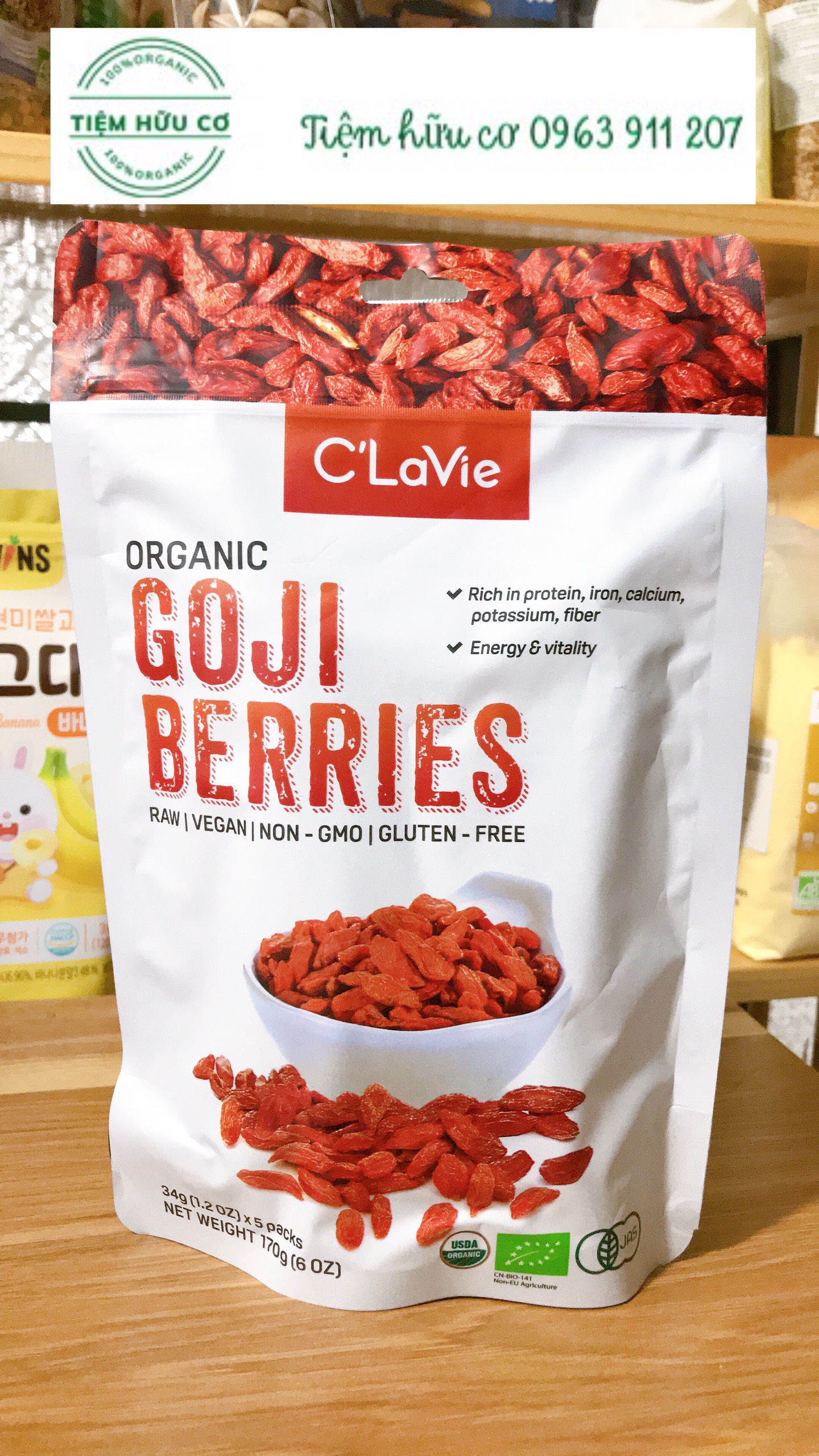Kỷ tử hữu cơ c'lavie170g/80g-tiệm hữu cơ-date:7/2023