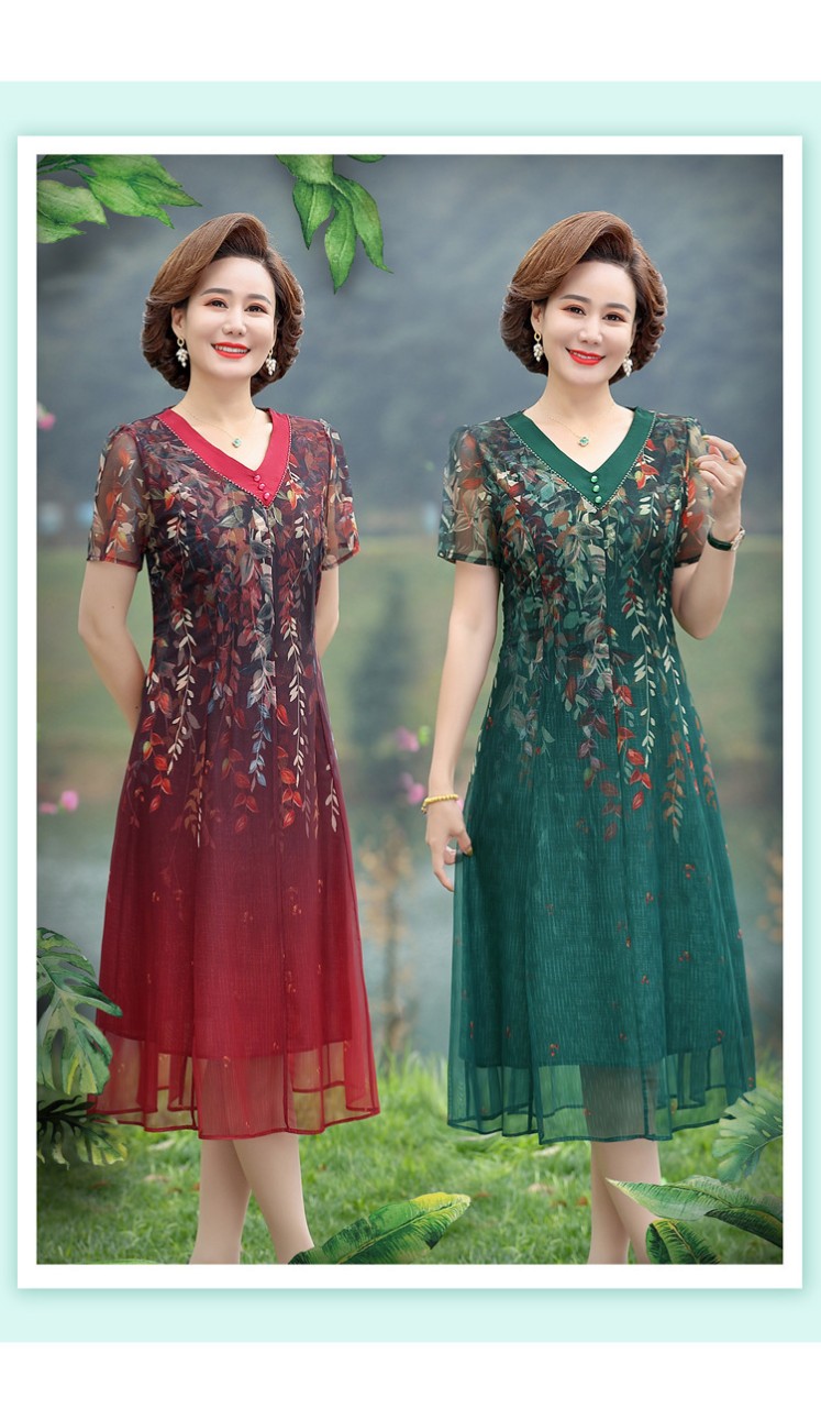 Váy đầm trung niên giá tốt đầm 8 mảnh tuổi trung niên kiểu váy đầm trung niên dự tiệc - đầm được nhập khẩu 100%