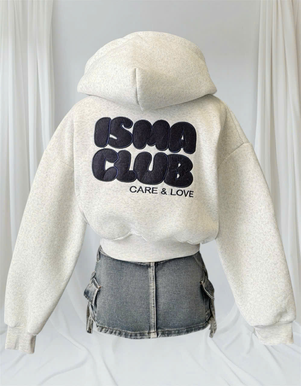 Áo Khoác Nỉ Dệt Logo Club Mới Về Form Lửng cổ cao Nữ áo khoác bo lưng Chun co giãn thoải mái 4 túi mặc đẹp