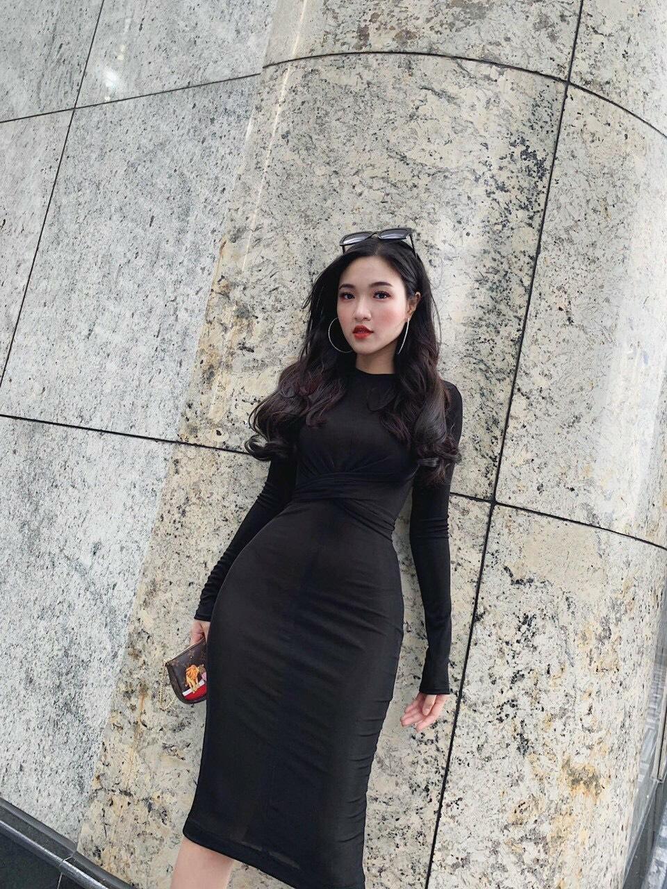 Đầm body dự tiệc tay dài - xoắn eo - hàng thiết kế cao cấp HOT FASHION SG