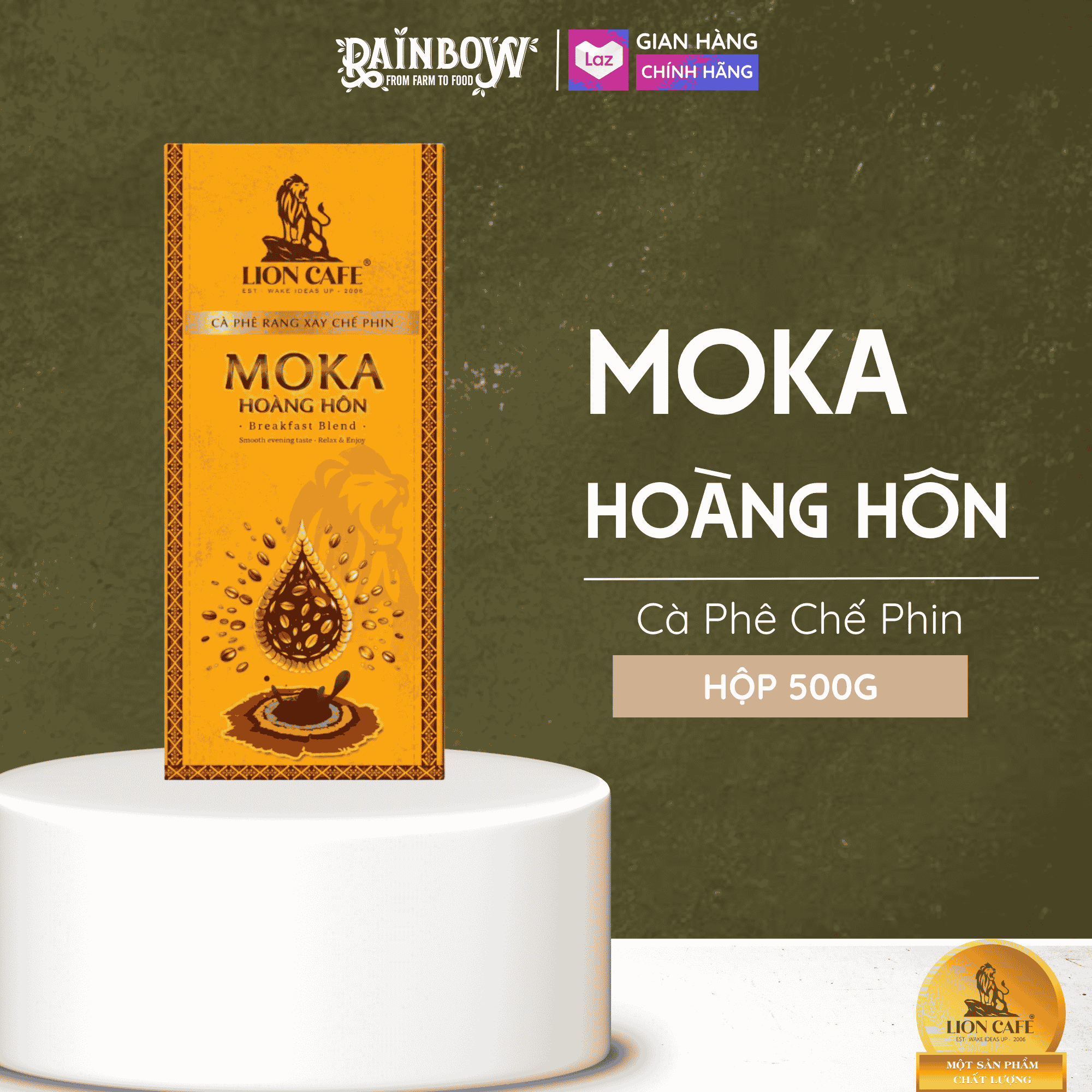 Lion cafe - cà phê chế phin - moka hoàng hôn - hộp 500g