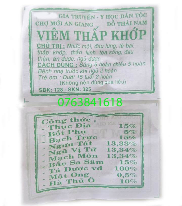 100 gói thấp khớp đỗ thái nam chính gốc
