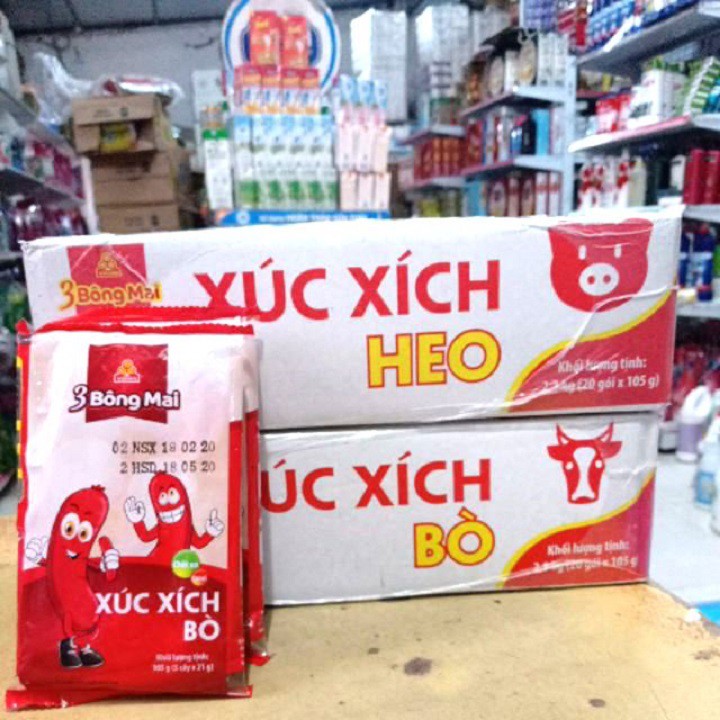 1 thùng xúc xích 3 bông mai vissan ăn liền 20 gói 105g, 100 chiếc