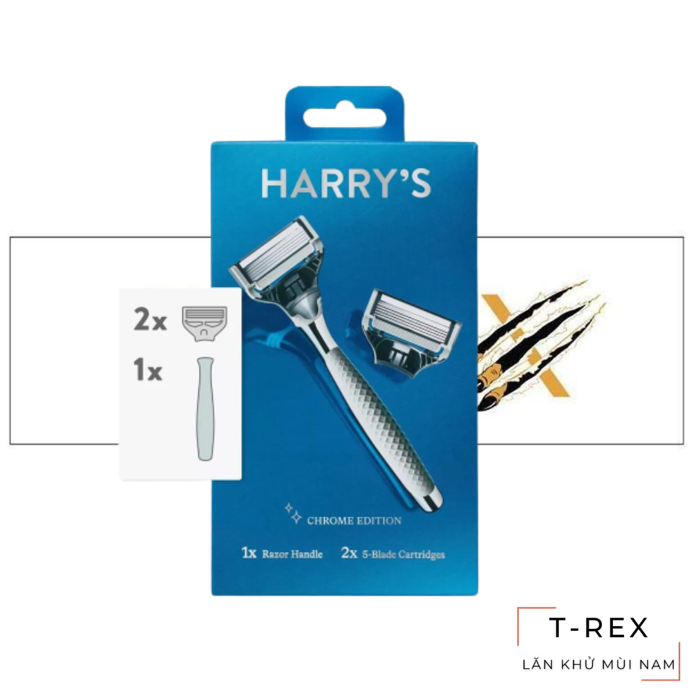 [HCM] Dao Cạo Râu Harry’s Men’s Razor Chrome Edition Limited ( Trắng Bạc - 1 Cán 2 Lưỡi )