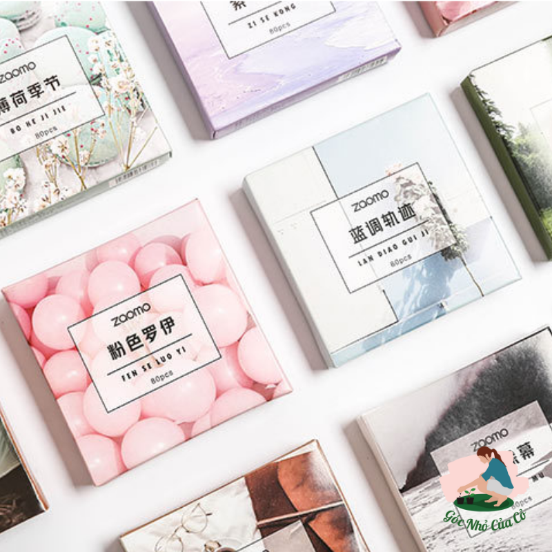 Hộp 80 miếng dán sticker trang trí sổ tay, nhật ký, điện thoại, planner, bullet journal